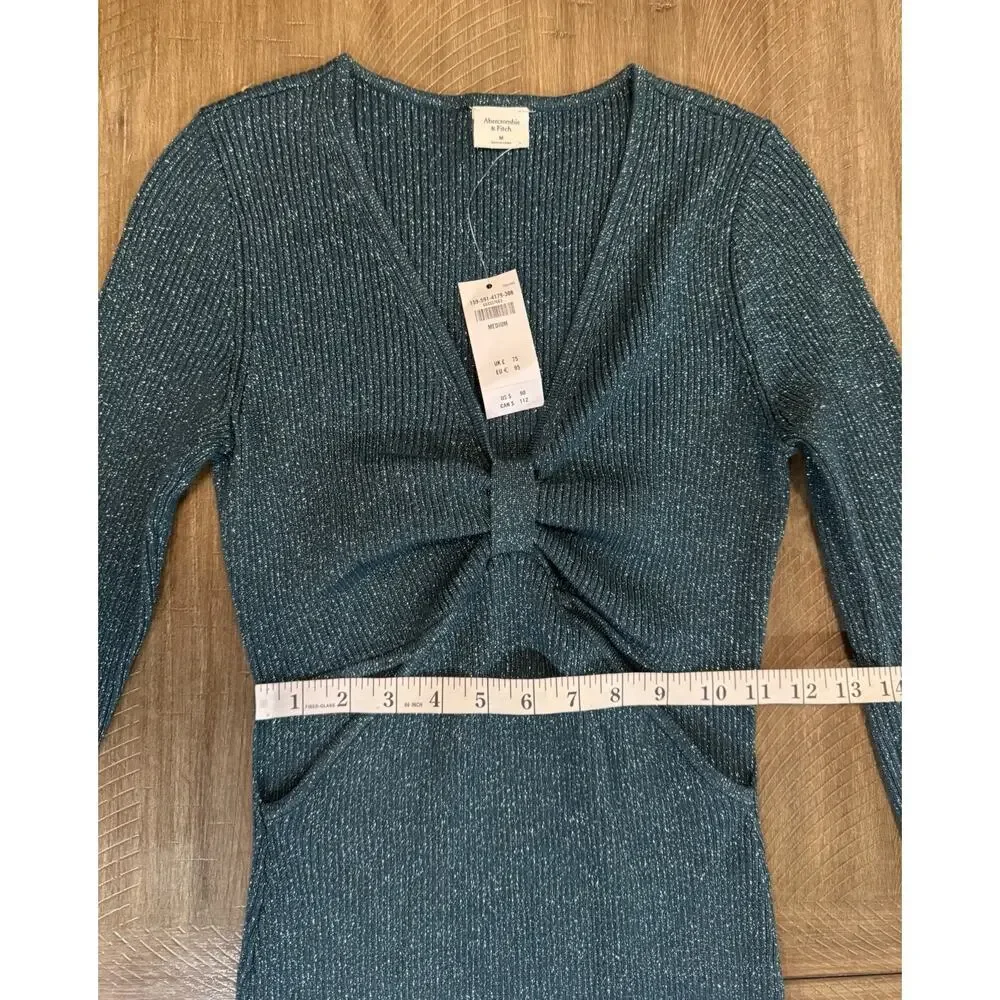NWT Abercrombie & Fitch Teal Sparkle Knot Front Mini Dress Size Medium NEW $90